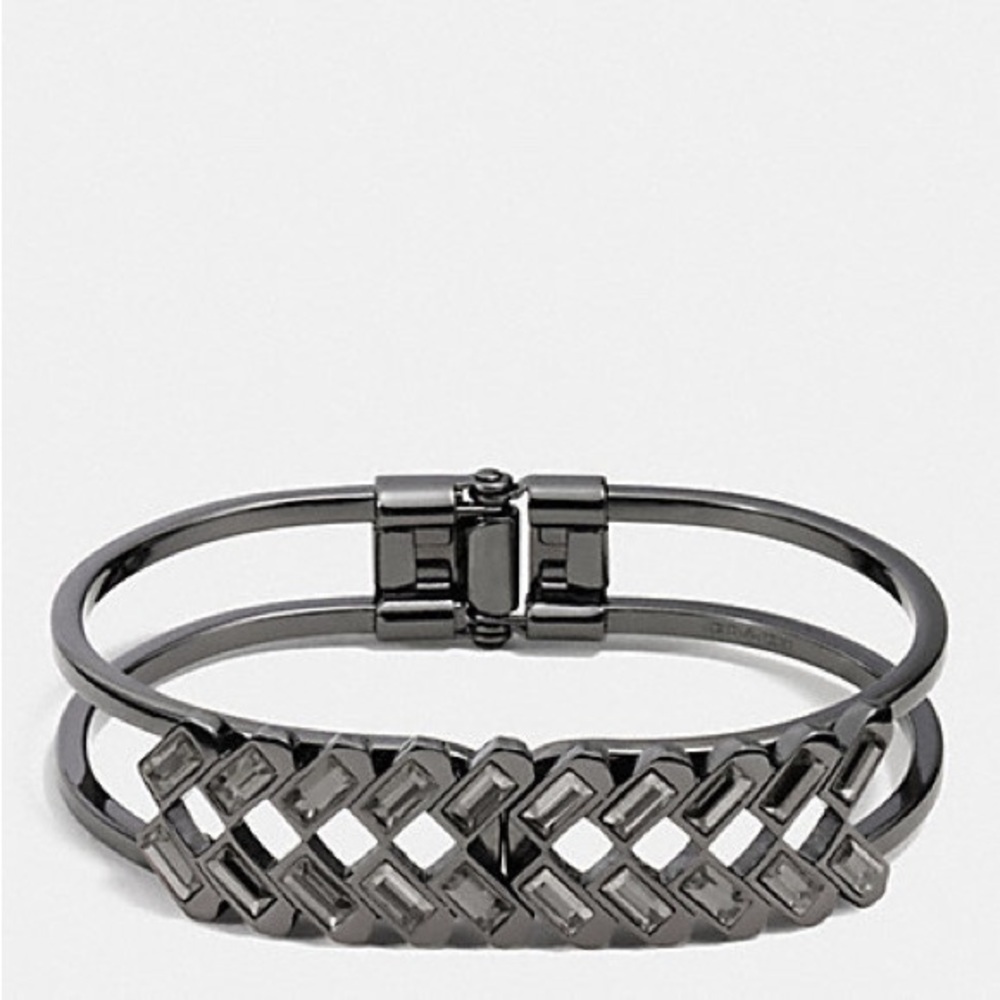 Coach Hinge Baguette Crystal Bangle Bracelet - Picture 4 of 5